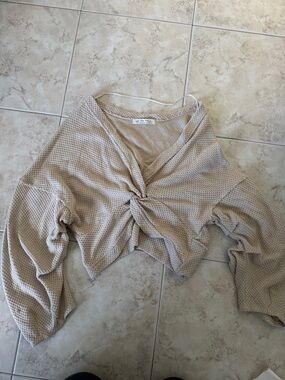 We The Free Neutral Waffle Knit Top - Taupe